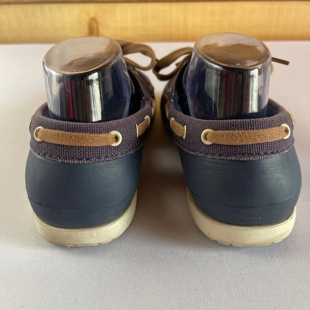Crocs Beach Line Lace Up Boat Loafers Shoes‎ Mens 8 Comfort Lace Up Navy Blue